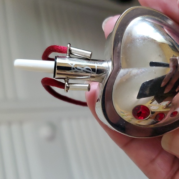 YSL Silver Heart Pendant with Red Accents - Picture 2 of 7